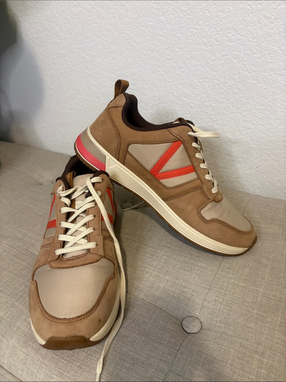 Vionic Curran Rechelle Sneakers Toffee Brown Coral Pink Size 9